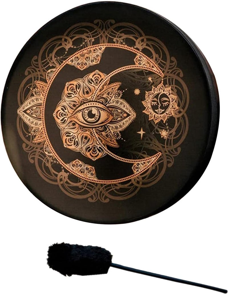 Firlar 10" Moon Phases Meditation Hand Drum Set With Drumstick - Sound Healer Shamanic Ritual Drum - Image 2